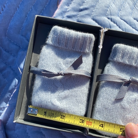 RH RESTORATION HARDWARE Cashmere Hand Warmers Mini Mitten silver sage blue NIB - Picture 5 of 9